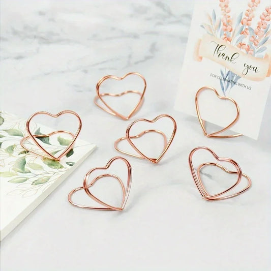 10pcs Double Heart Shape Metal Memo Holder