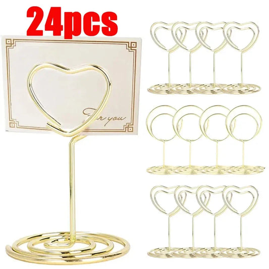 12/24PCS Metal Place Card Holders Photo Clip Stand