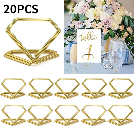 10/20pcs Diamond Shape Metal Memo Holder Table Placecard Holder