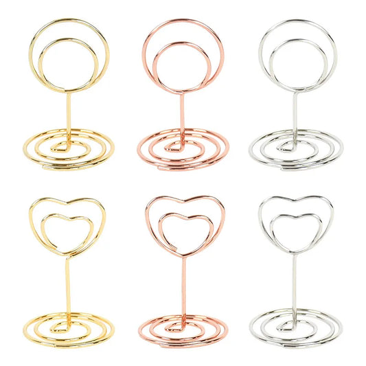 10/20Pcs Heart Round Shape Metal Card Holders