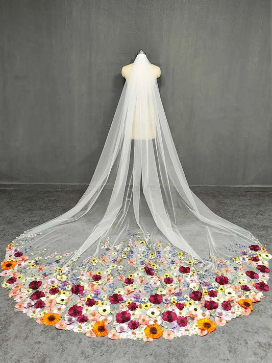 3 Meters Long Bridal Veil with 3D Flower